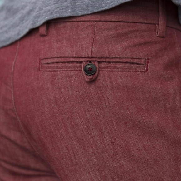 Gustin Chambray Slim Fit Chino Pants - Men's Size 29*29 - Red - Picture 11 of 11